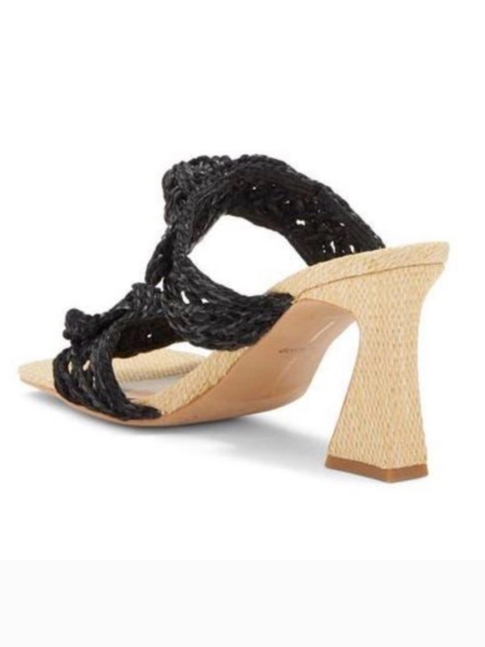 Dolce Vita Nyah Black Braided Double-Strap Heeled Sandals NWT Sz 8 Raffia - Picture 2 of 12